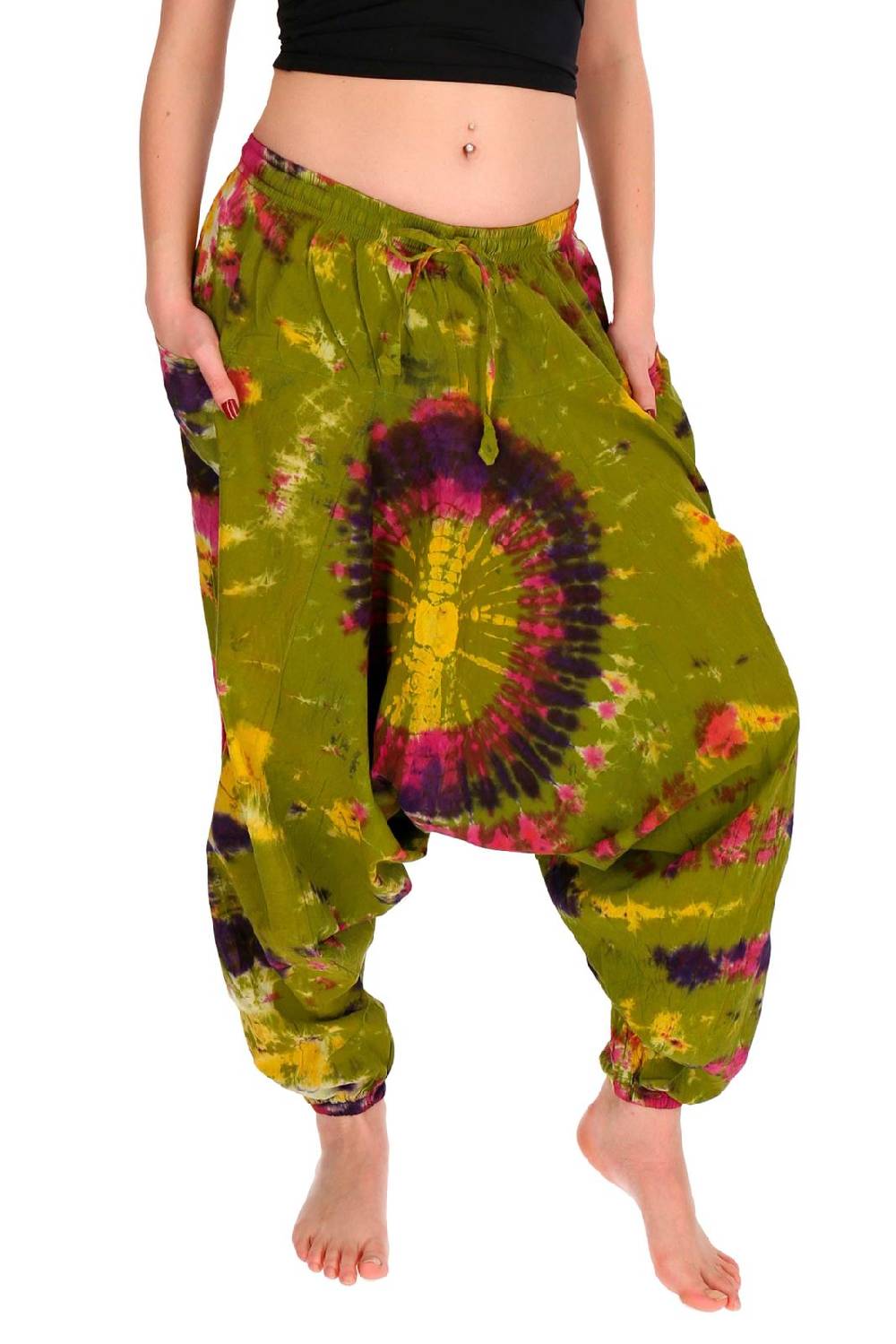 Kunst Und Magie Kunst und Magie Batik Damen Hose Tie Dye Baumwoll Yoga Haremshose Wellnesshose Pluderhose Ballonhose Günstiger Verkauf