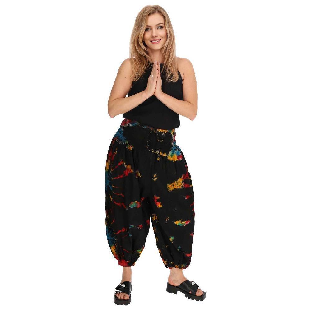 Kunst Und Magie Kunst und Magie Batik Damen Hose Tie Dye Baumwoll Yoga Haremshose Wellnesshose Pluderhose Ballonhose Fabrikverkauf