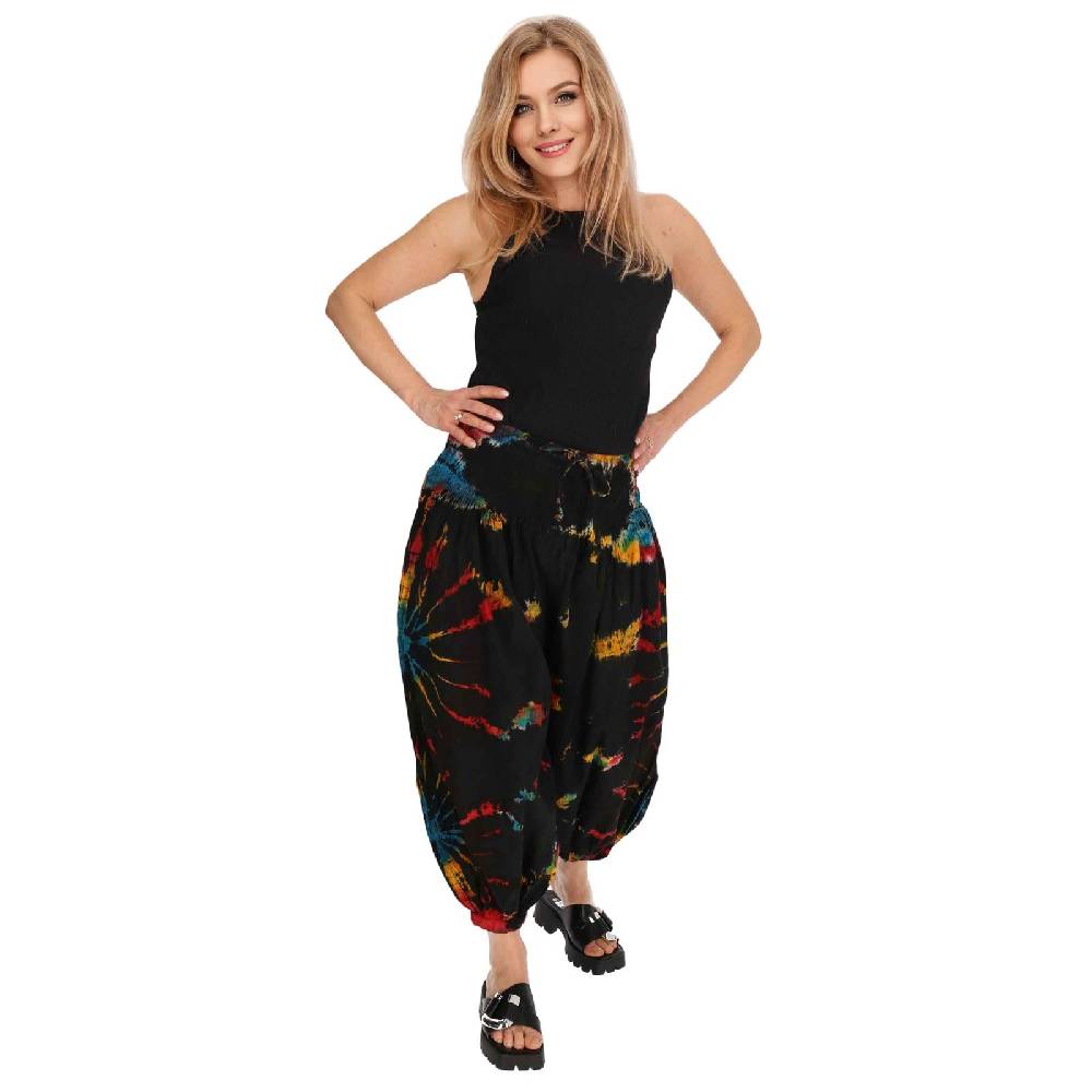 Kunst Und Magie Kunst und Magie Batik Damen Hose Tie Dye Baumwoll Yoga Haremshose Wellnesshose Pluderhose Ballonhose Fabrikverkauf