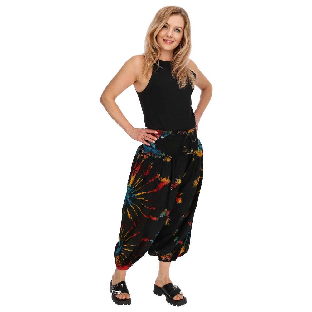 Kunst Und Magie Kunst und Magie Batik Damen Hose Tie Dye Baumwoll Yoga Haremshose Wellnesshose Pluderhose Ballonhose Fabrikverkauf