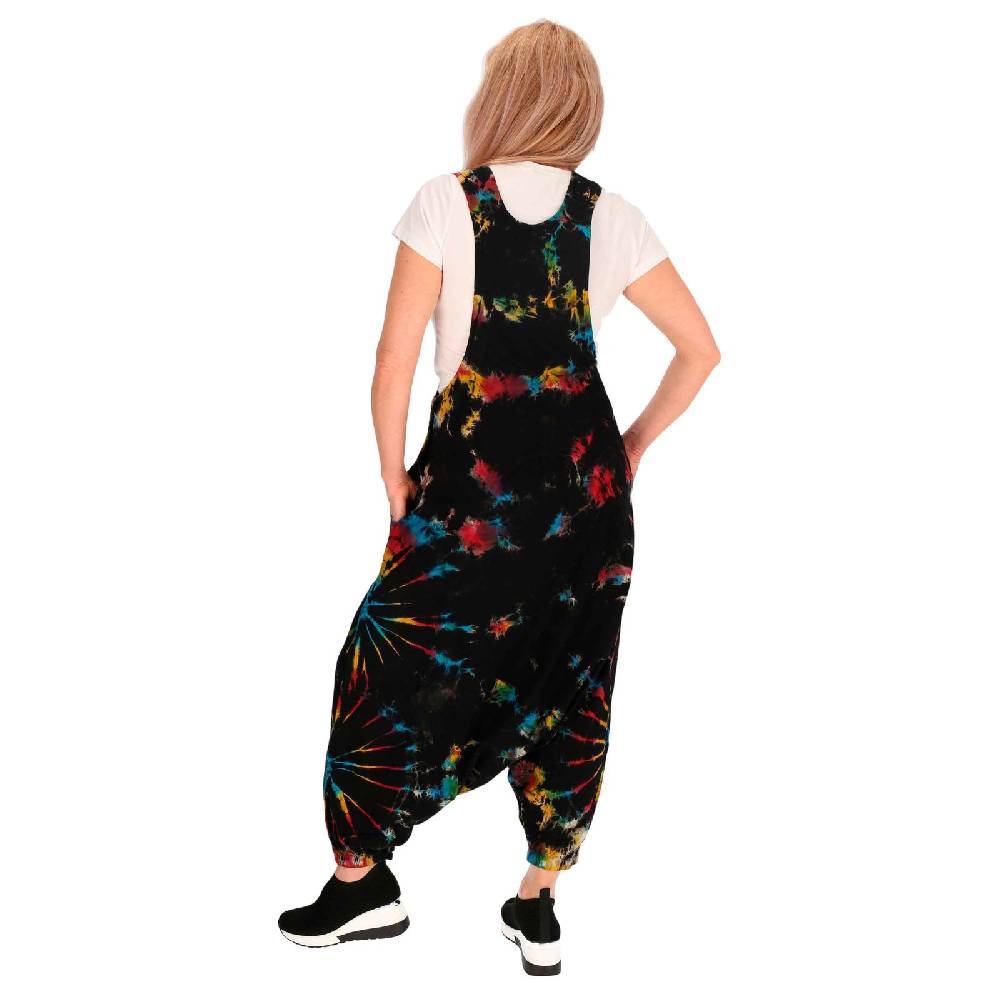 Kunst Und Magie Tie Dye Batik Latzhose Damen Haremshose Hose Psy Goa 70er Overall Boho Jumpsuit Bunt Blitzverkäufe