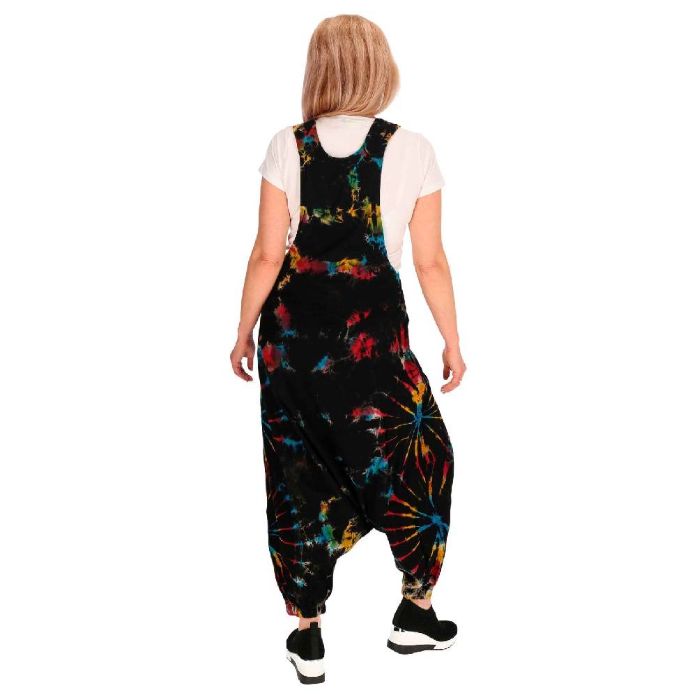 Kunst Und Magie Tie Dye Batik Latzhose Damen Haremshose Hose Psy Goa 70er Overall Boho Jumpsuit Bunt Blitzverkäufe