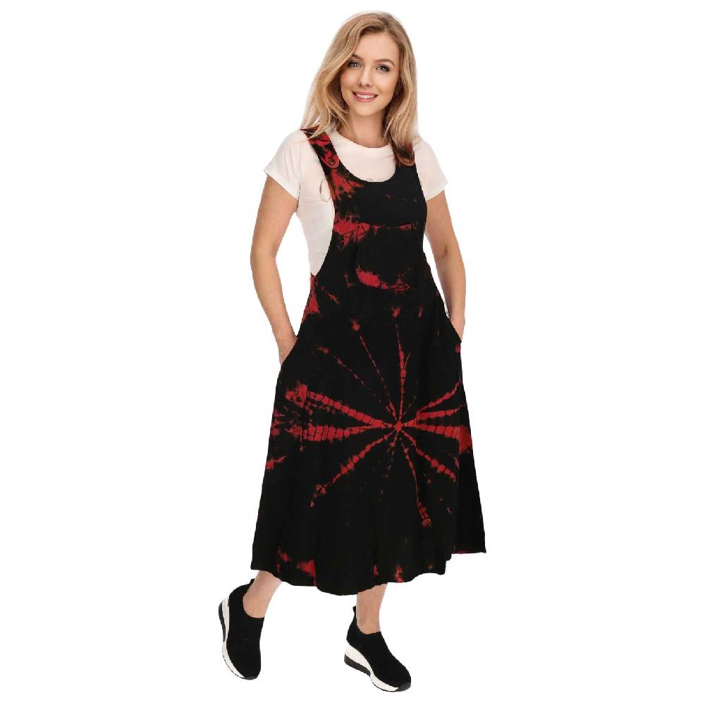 Kunst Und Magie Buntes Kleid Latzkleid Latzrock Tie Dy Batik Boho Ibiza Psy Goa 70er Overall Hippie Sommerkleid Baumwolle Kostenloser Versand