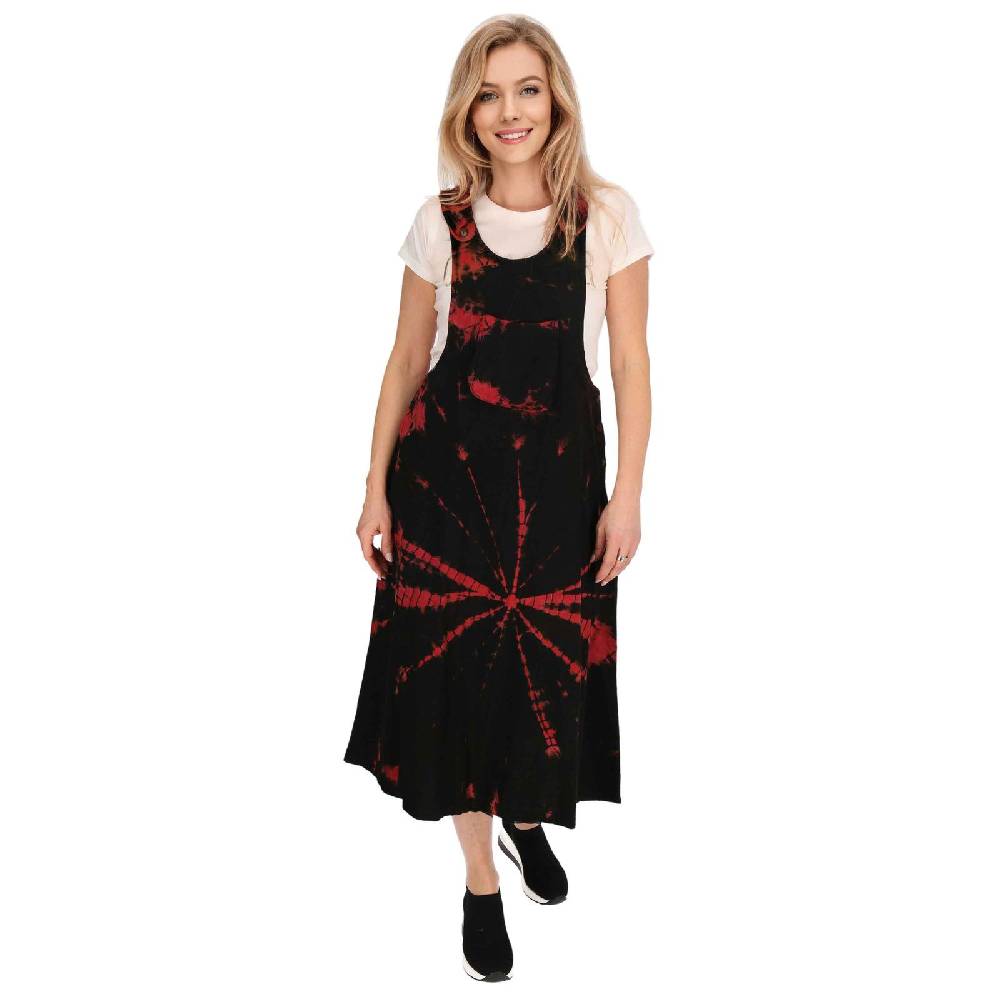 Kunst Und Magie Buntes Kleid Latzkleid Latzrock Tie Dy Batik Boho Ibiza Psy Goa 70er Overall Hippie Sommerkleid Baumwolle Kostenloser Versand