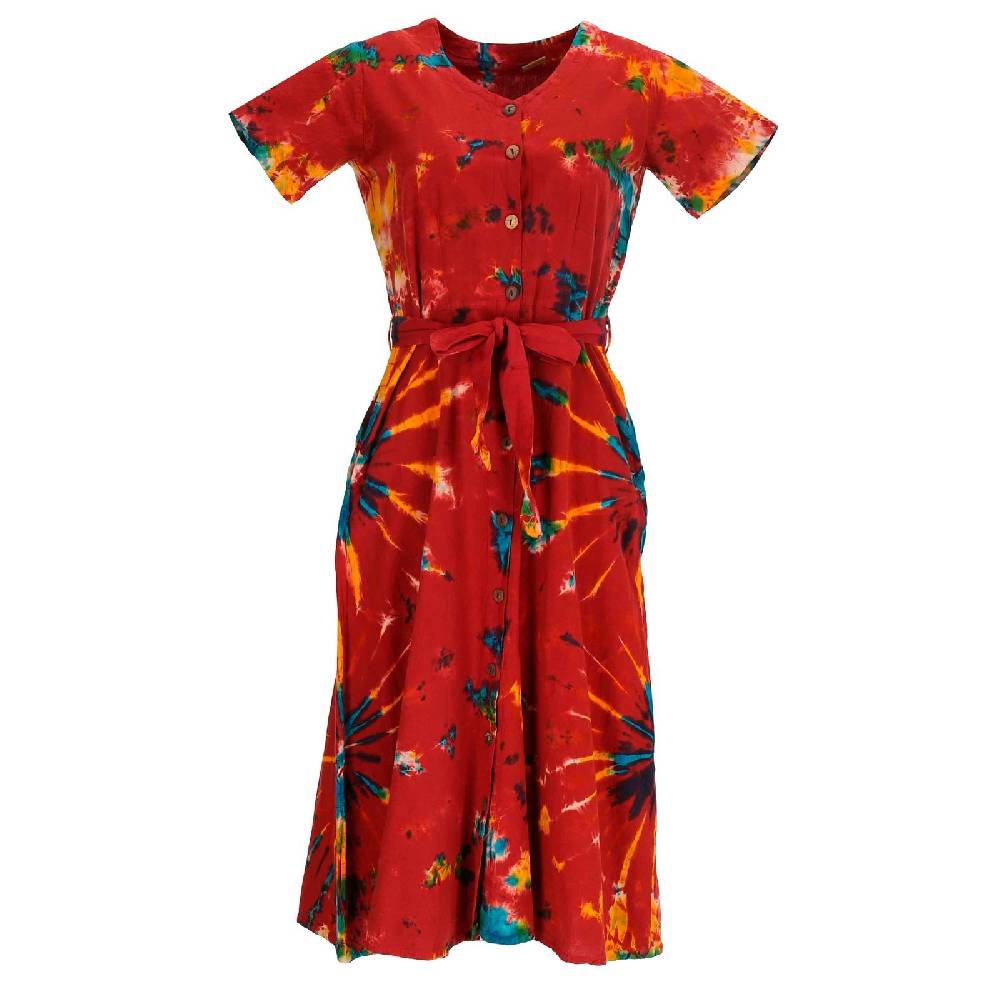 Kunst Und Magie Kleid Batik Sommerkleid Baumwoll Kleid Boho Ibiza Geköpft Hippie Tie Dye Fabrikpreis