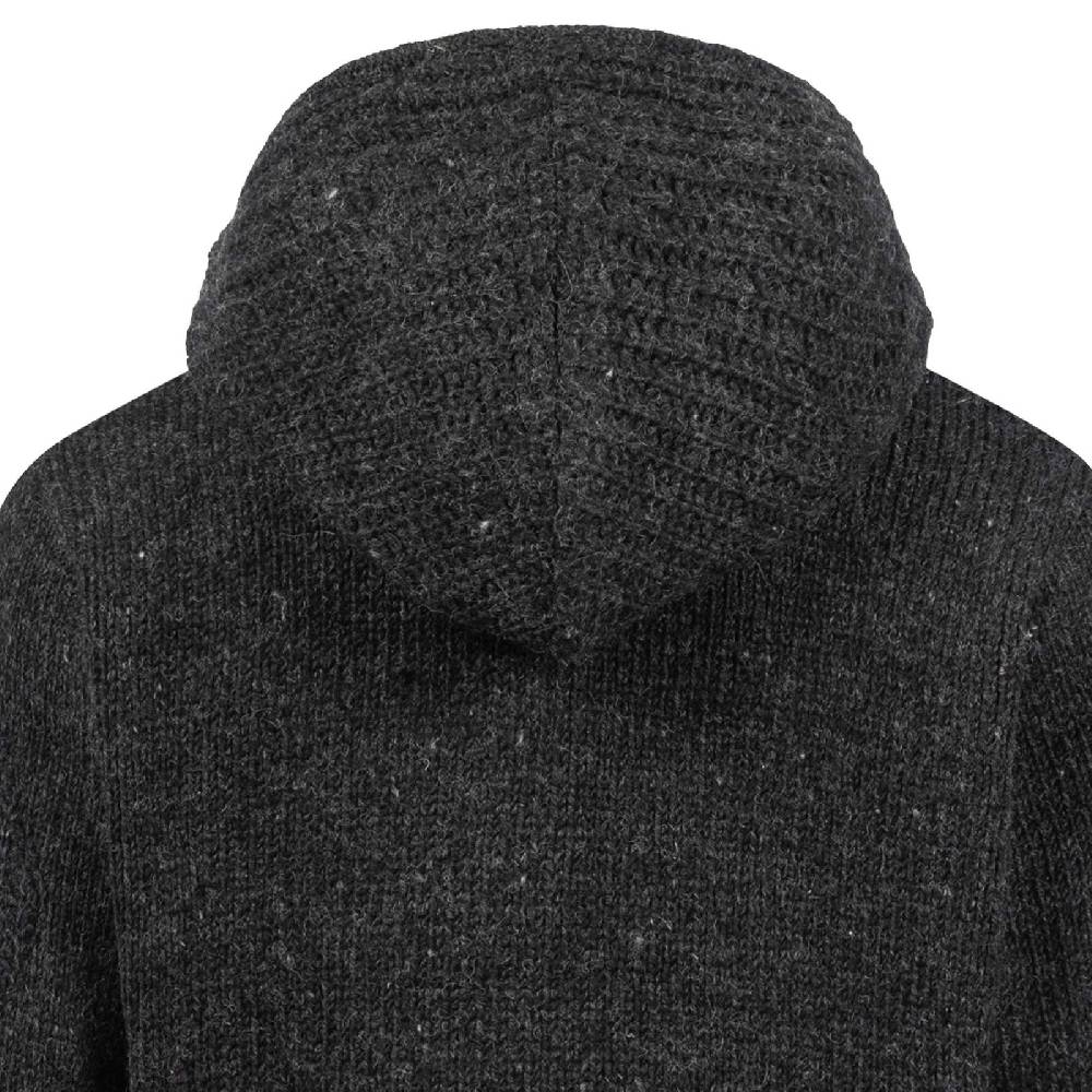 Kunst Und Magie Strickjacke Schurwolle Klassich Nordisch Wolle Jacke mit Kapuze Kragen Futter Unisex Begrenztes Angebot