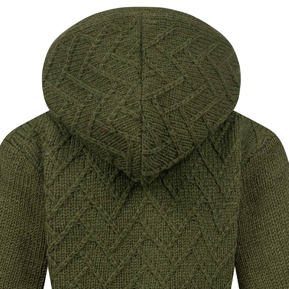 Kunst Und Magie Klassische Damen Strickjacke Kurzmantel Winter Mantel Wolle Jacke mit Fleecefutter und Kapuze Saisonschlussverkauf