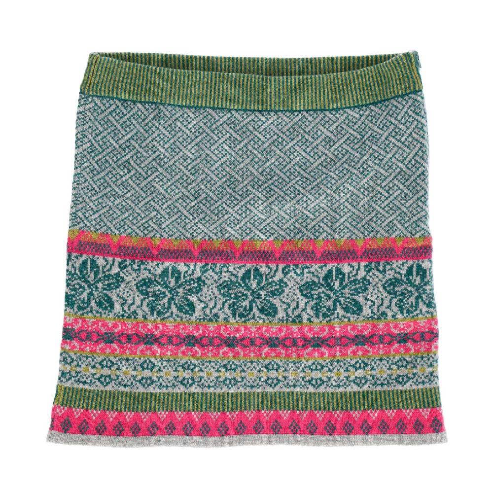 Kunst Und Magie Bunter Strickrock Knielanger Rock aus Schurwolle vom Lamm Lammwolle Wollrock Feinstrick Boho Jubiläumsangebot