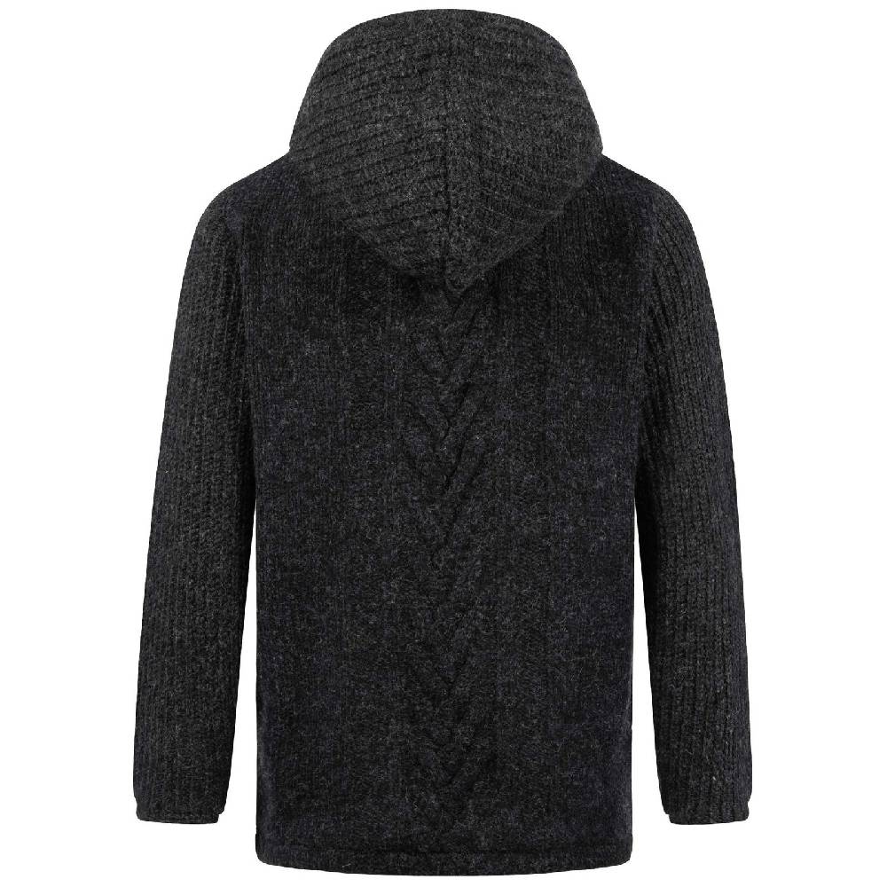 Kunst Und Magie Herren Strickjacke Goa Wolle Jacke Fleecefutter Hochkragen Winterjacke Kurzmantel Kapuze Lagerräumung