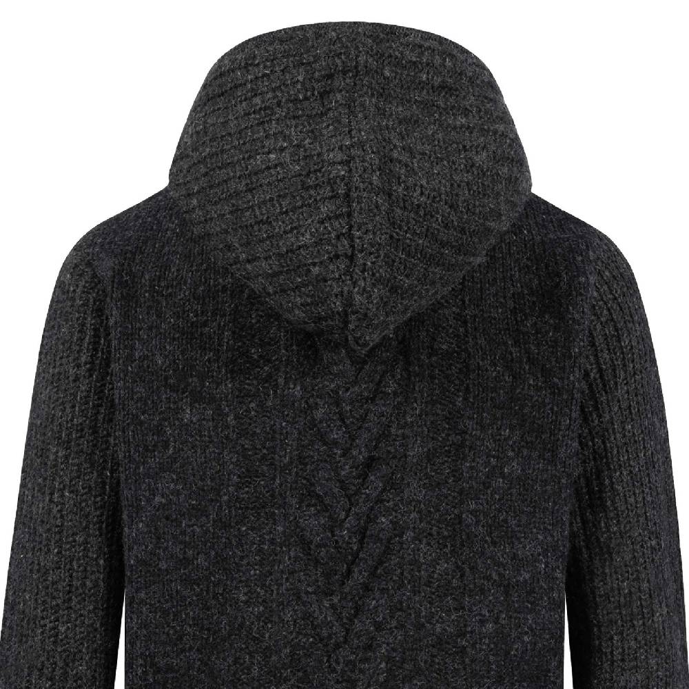 Kunst Und Magie Herren Strickjacke Goa Wolle Jacke Fleecefutter Hochkragen Winterjacke Kurzmantel Kapuze Lagerräumung