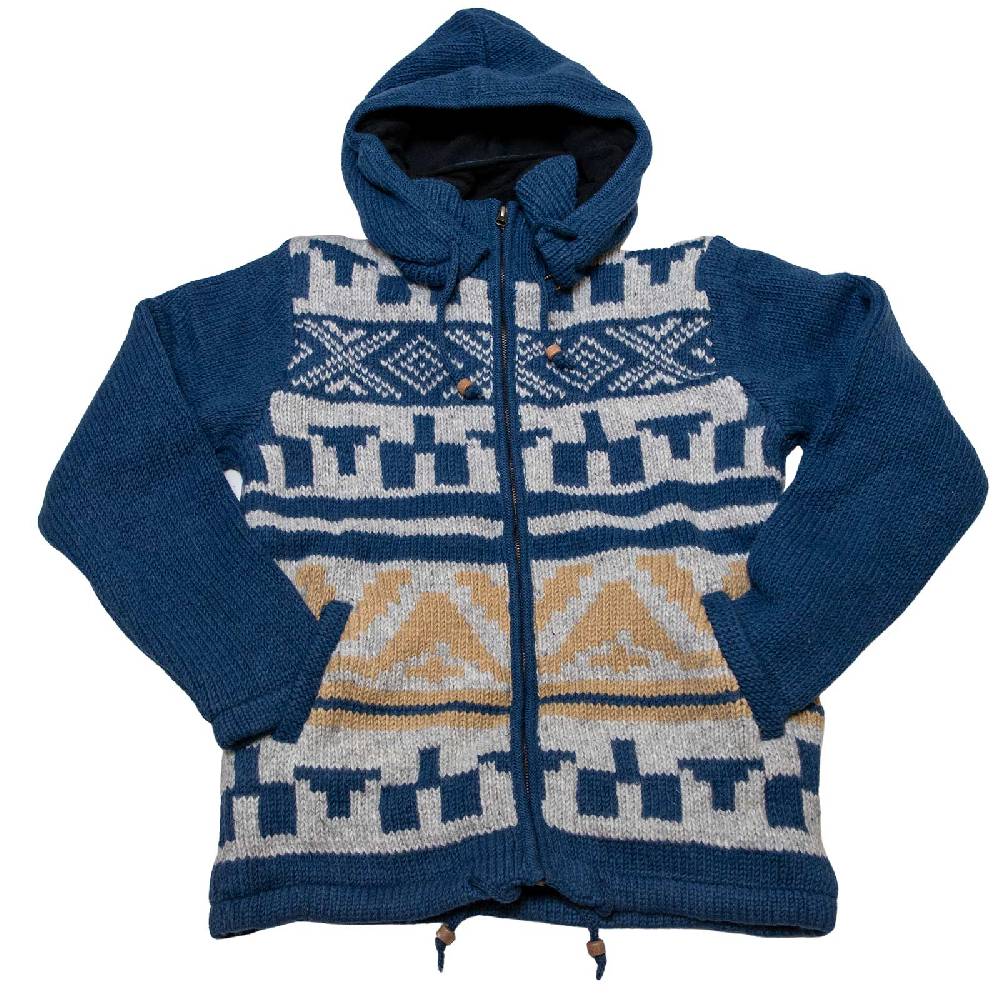Kunst Und Magie Unisex Strickjacke Goa Wolle Jacke Fleecefutter Hochkragen Winterjacke Kapuze Aztekenmuster Heißer Verkauf