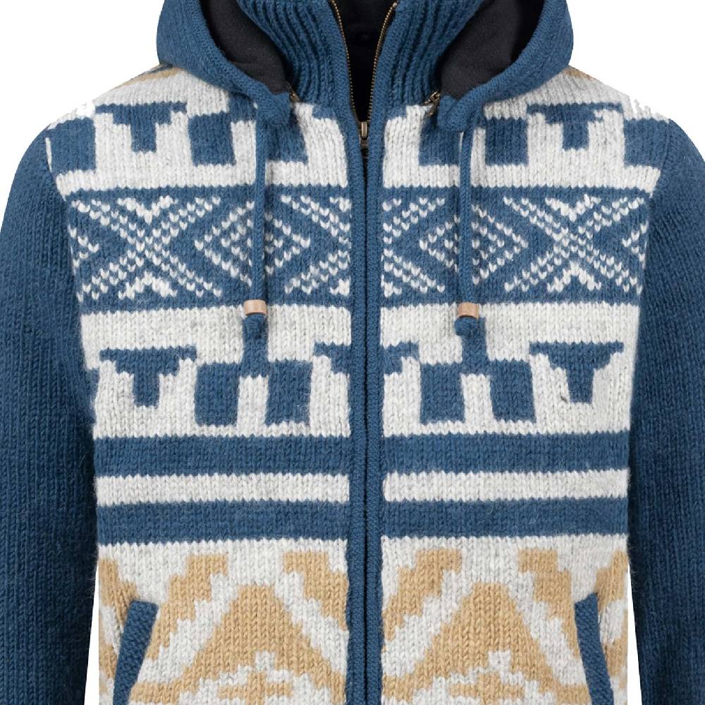Kunst Und Magie Unisex Strickjacke Goa Wolle Jacke Fleecefutter Hochkragen Winterjacke Kapuze Aztekenmuster Heißer Verkauf