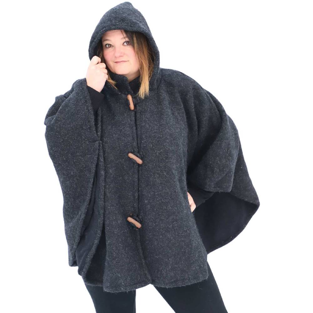 Kunst Und Magie Strick Poncho mit Kapuze Umhang Cape Strickjacke Wolle Jacke mit Kapuze Winter Mantel Neueste Mode
