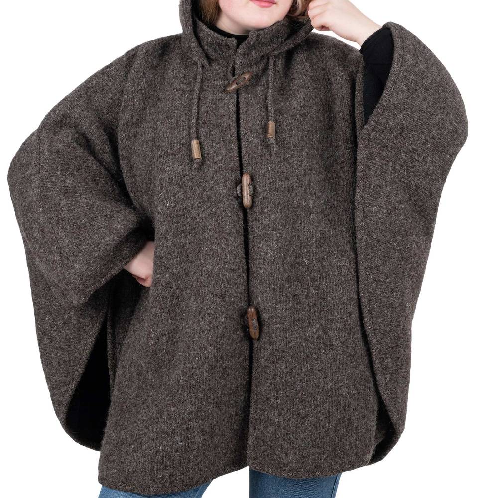 Kunst Und Magie Strick Poncho mit Kapuze Umhang Cape Strickjacke Wolle Jacke mit Kapuze Winter Mantel Online Outlet