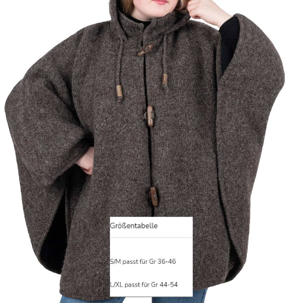 Kunst Und Magie Strick Poncho mit Kapuze Umhang Cape Strickjacke Wolle Jacke mit Kapuze Winter Mantel Online Outlet