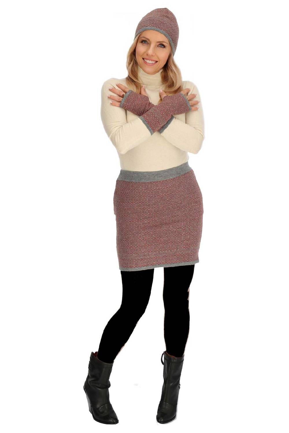Kunst Und Magie Bunter Strickrock kurzer Rock aus weicher Merinowolle Feinstrick Boho Merino Mini Zeitlich begrenztes Angebot
