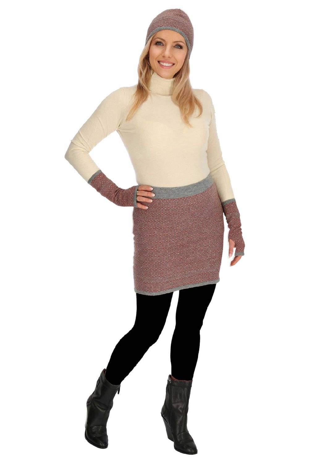 Kunst Und Magie Bunter Strickrock kurzer Rock aus weicher Merinowolle Feinstrick Boho Merino Mini Zeitlich begrenztes Angebot