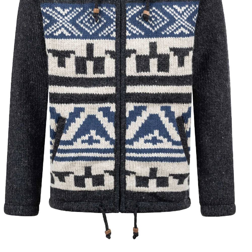 Kunst Und Magie Unisex Strickjacke Goa Wolle Winter Jacke Atzteken Muster Fleecefutter Hochkragen abnehmbarer Kapuze Große Rabatte