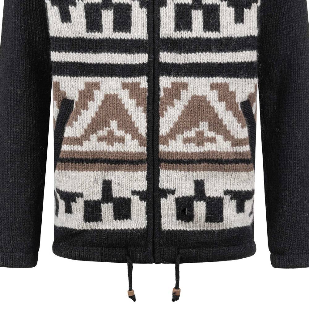 Kunst Und Magie Unisex Strickjacke Goa Wolle Bunte Patchwork Jacke Fleecefutter Hochkragen abnehmbarer Kapuze Bestseller