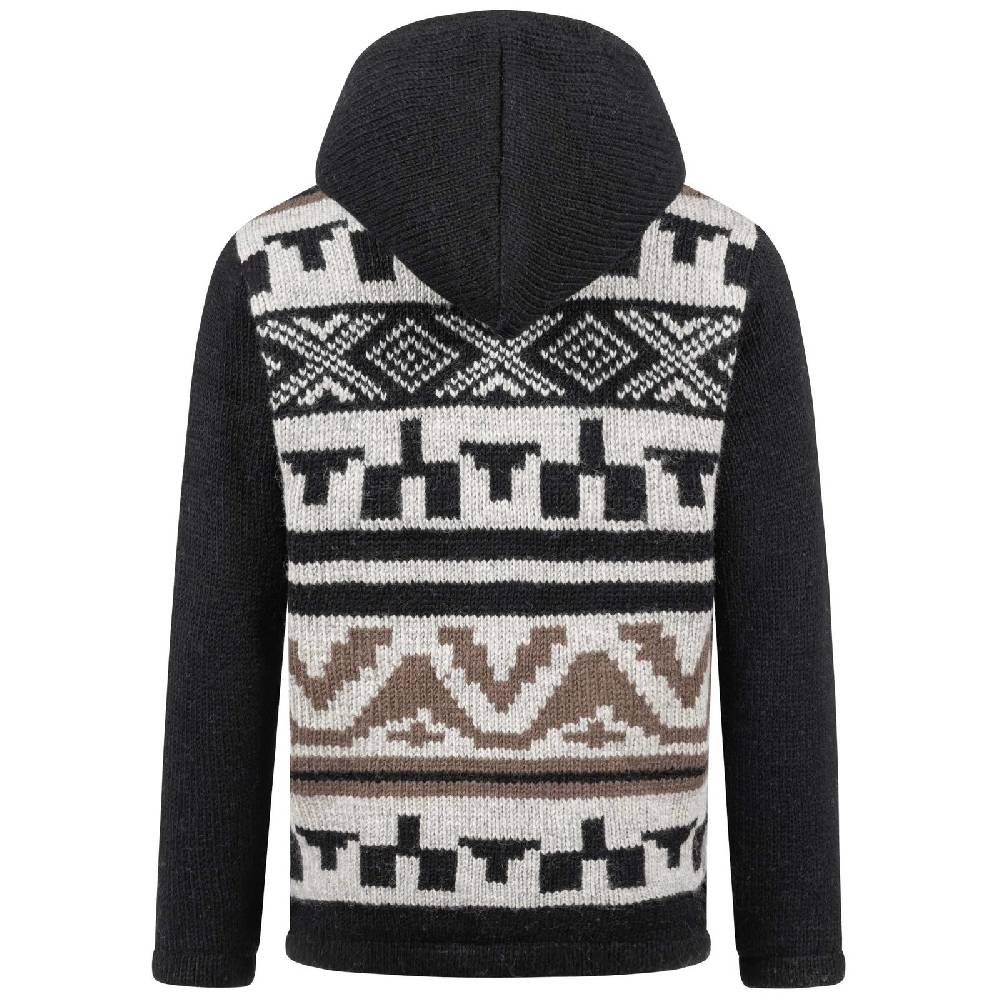 Kunst Und Magie Unisex Strickjacke Goa Wolle Bunte Patchwork Jacke Fleecefutter Hochkragen abnehmbarer Kapuze Bestseller