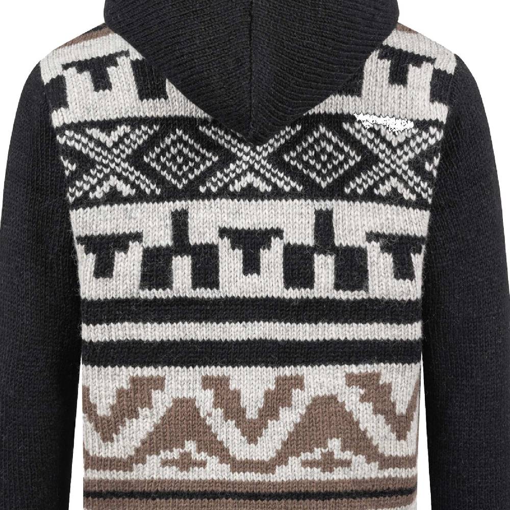 Kunst Und Magie Unisex Strickjacke Goa Wolle Bunte Patchwork Jacke Fleecefutter Hochkragen abnehmbarer Kapuze Bestseller