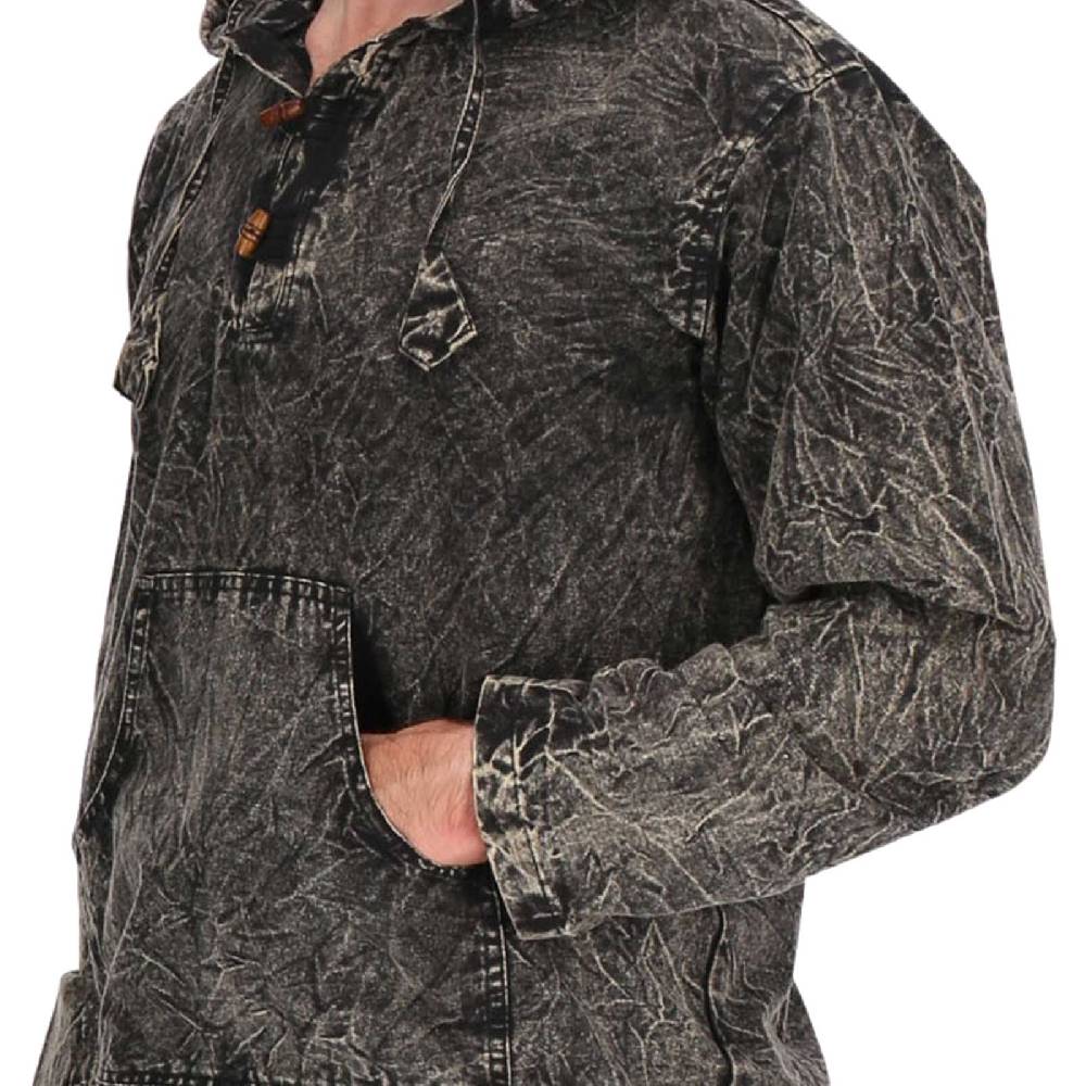 Kunst Und Magie Baja Hoodie Herren alternativ Kapuzenpulli Stonewashed ungefüttert Nachhaltig Fair Räumungsverkauf