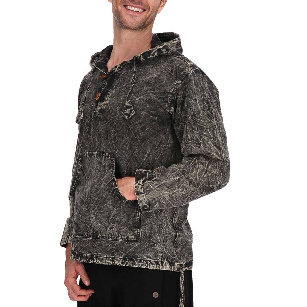 Kunst Und Magie Baja Hoodie Herren alternativ Kapuzenpulli Stonewashed ungefüttert Nachhaltig Fair Räumungsverkauf