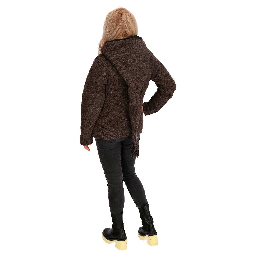 Kunst Und Magie Strickjacke Goa Wolle Jacke Fleecefutter Zipfelkapuze Unisex Fair Sonderangebote