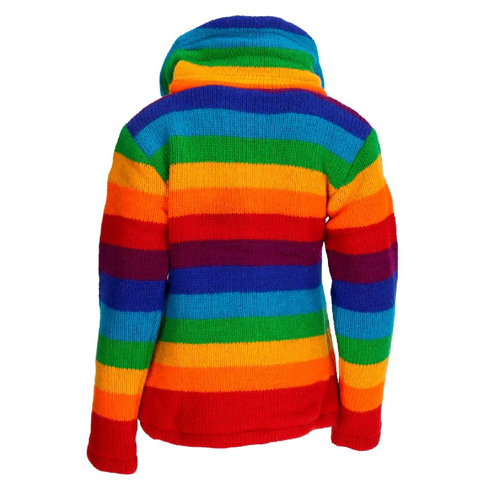 Kunst Und Magie Strickjacke Goa Wolle Bunte Regenbogen Jacke Fleecefutter Hochkragen Unisex Fair VIP-Rabatte