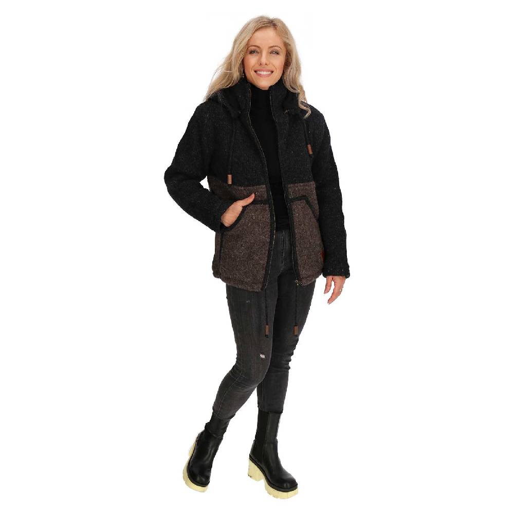 Kunst Und Magie Unisex Strickjacke Goa Wolle Bunte Patchwork Jacke Fleecefutter Hochkragen abnehmbarer Kapuze Tiefpreis