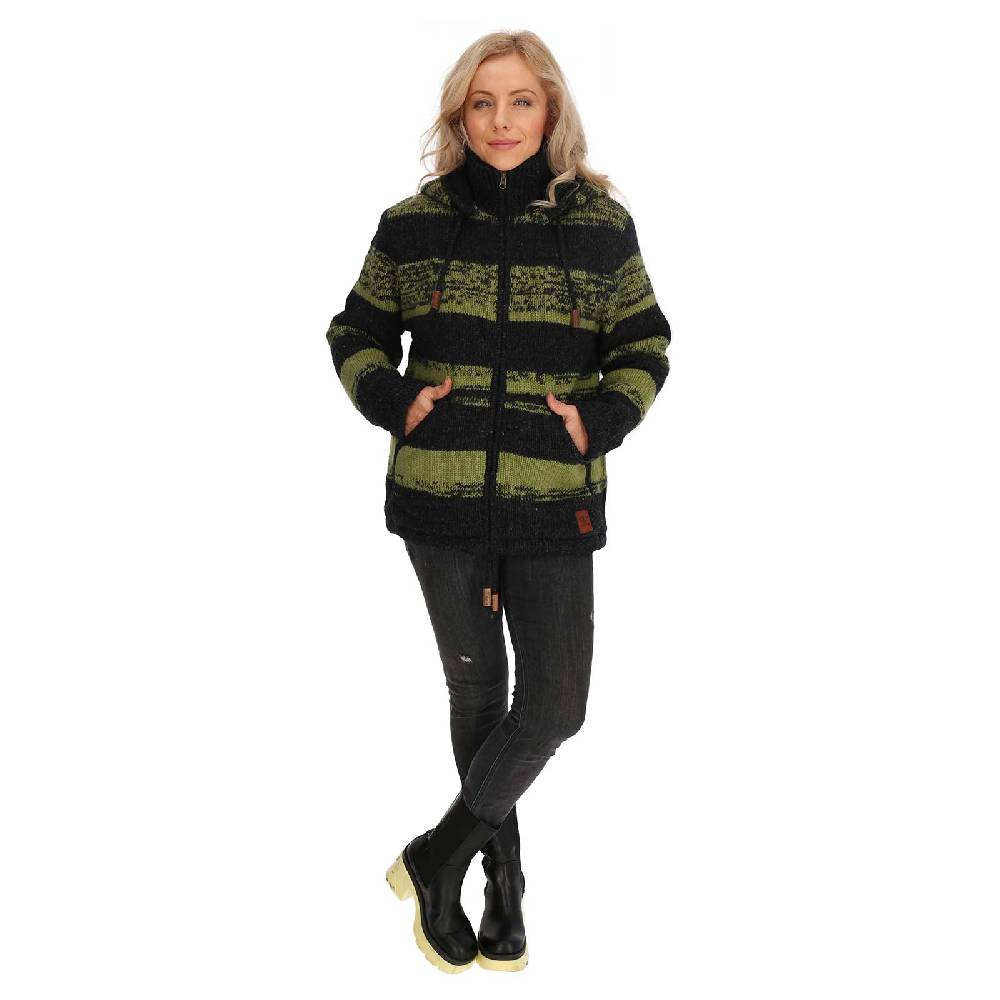 Kunst Und Magie Unisex Strickjacke Goa Wolle Bunte Patchwork Jacke Fleecefutter Hochkragen abnehmbarer Kapuze Wochenangebot