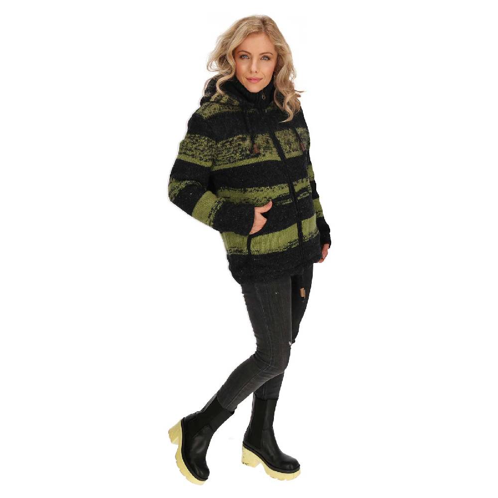 Kunst Und Magie Unisex Strickjacke Goa Wolle Bunte Patchwork Jacke Fleecefutter Hochkragen abnehmbarer Kapuze Wochenangebot