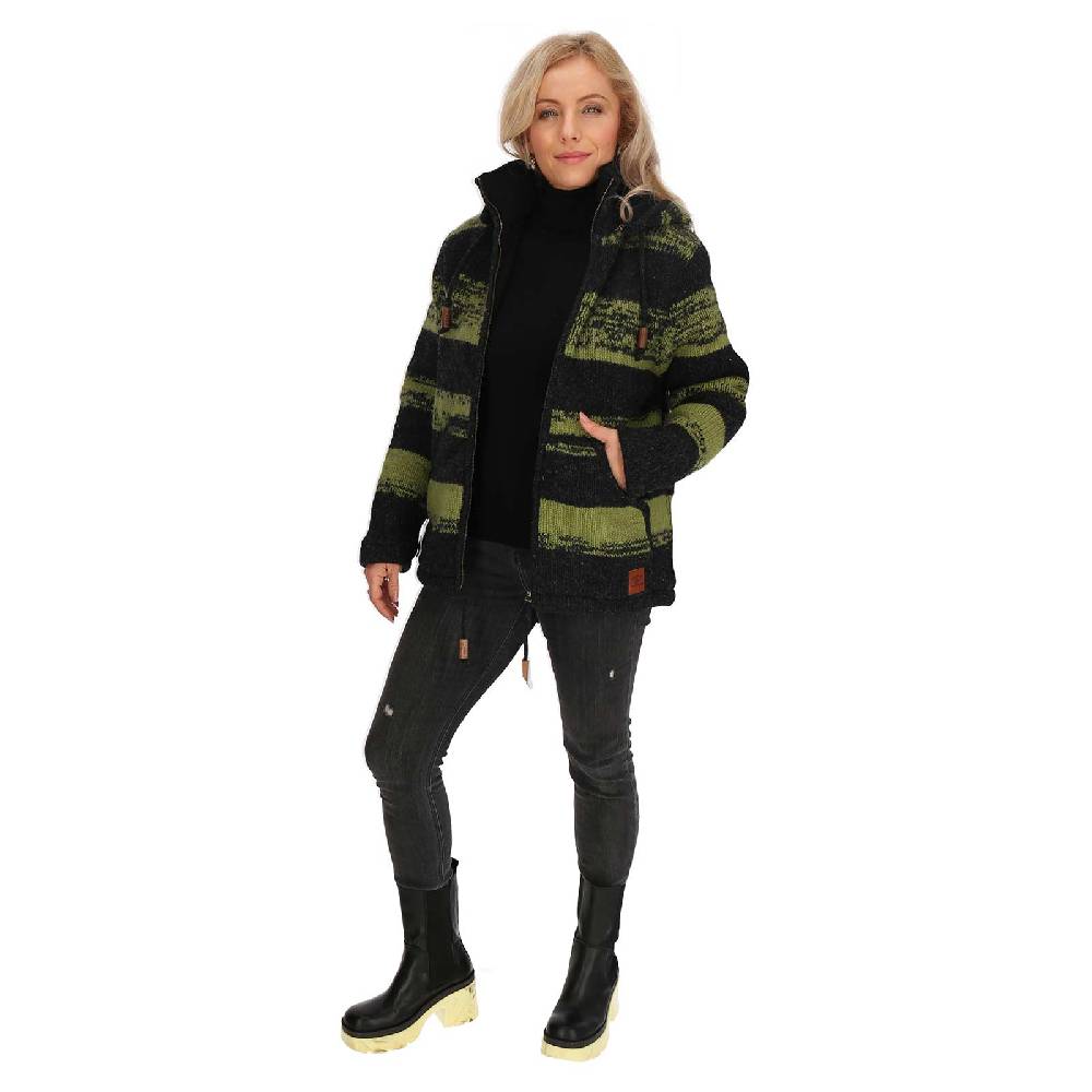 Kunst Und Magie Unisex Strickjacke Goa Wolle Bunte Patchwork Jacke Fleecefutter Hochkragen abnehmbarer Kapuze Wochenangebot