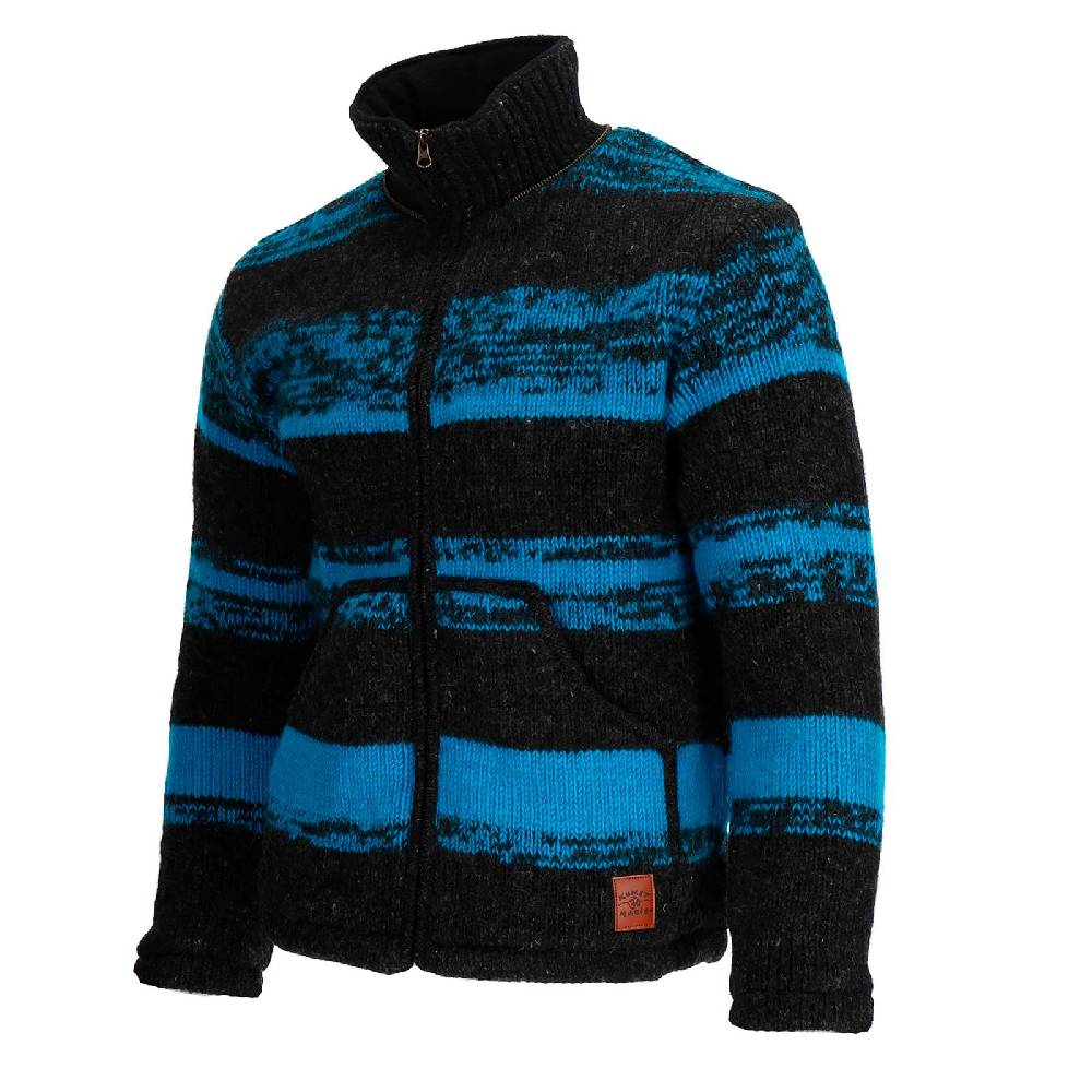 Kunst Und Magie Unisex Strickjacke Goa Wolle Bunte Jacke Fleecefutter Hochkragen abnehmbarer Kapuze Winterjacke Kostenlose Rückgabe