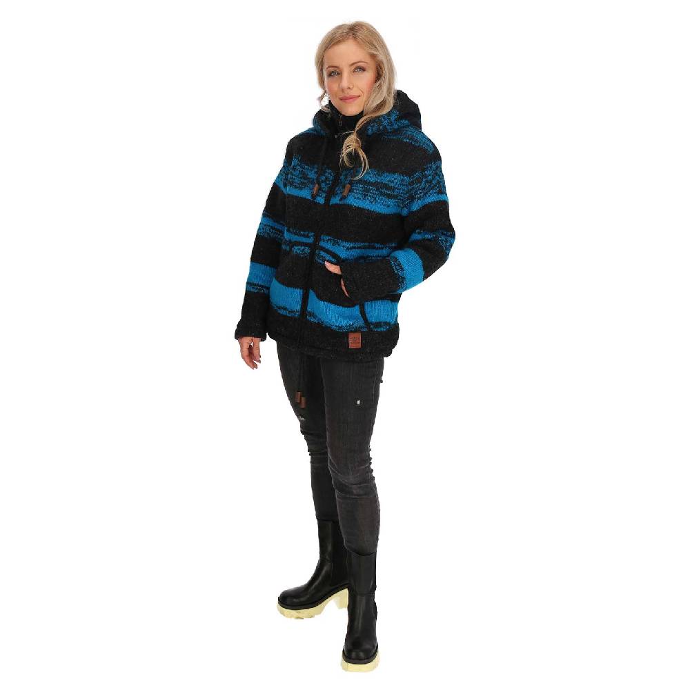 Kunst Und Magie Unisex Strickjacke Goa Wolle Bunte Jacke Fleecefutter Hochkragen abnehmbarer Kapuze Winterjacke Kostenlose Rückgabe