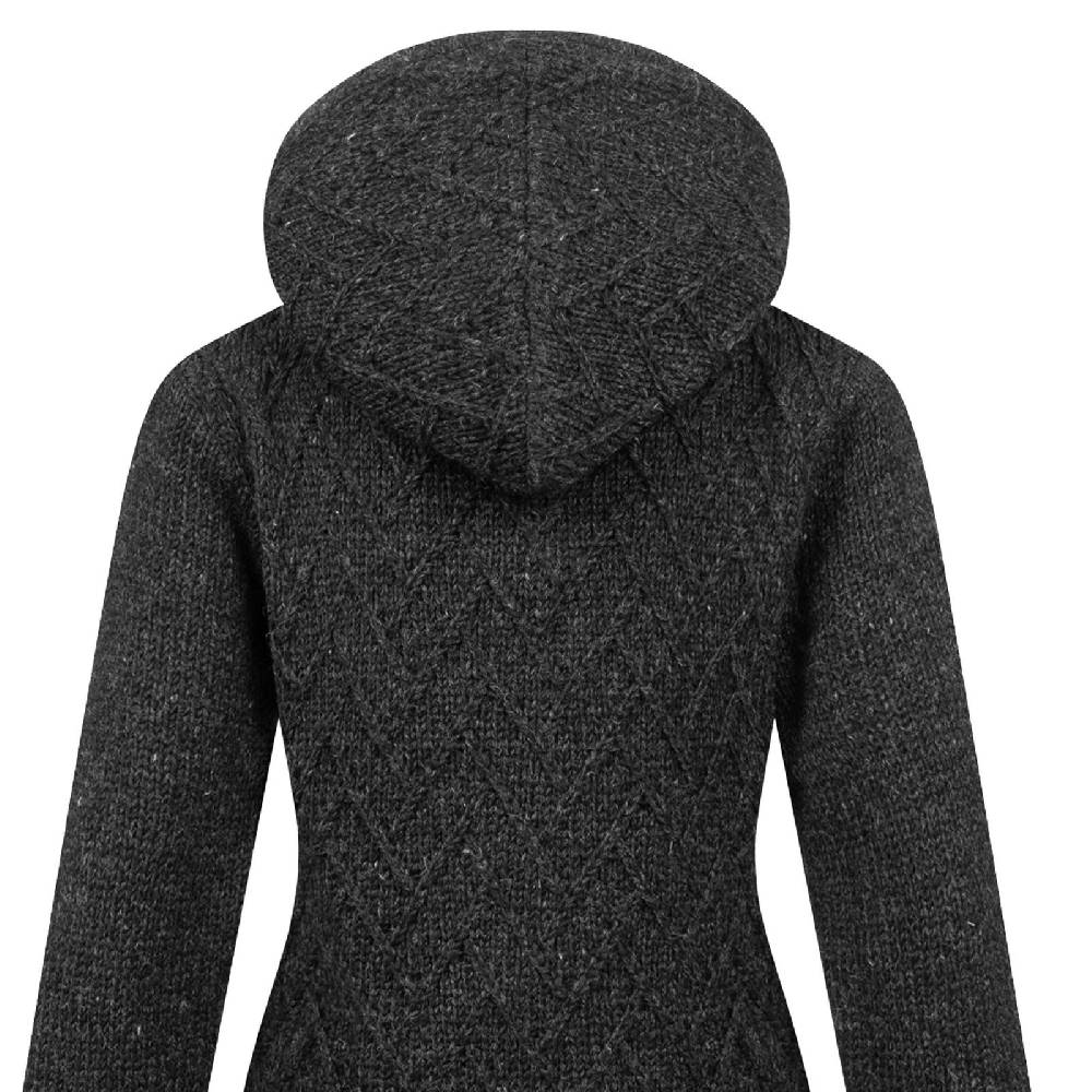 Kunst Und Magie Klassische Damen Strickjacke Kurzmantel Winter Mantel Wolle Jacke mit Fleecefutter und Kapuze Begrenzte Freigabe