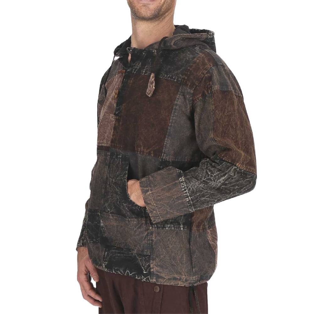 Kunst Und Magie Patchwork Baja Hoodie Herren alternativ Kapuzenpulli Nachhaltig Fair Letzte 3 Tage