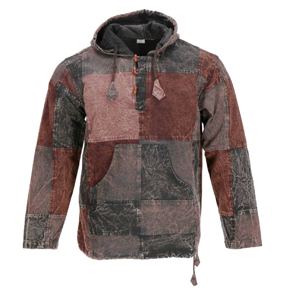 Kunst Und Magie Patchwork Baja Hoodie Herren alternativ Kapuzenpulli Nachhaltig Fair Letzte 3 Tage