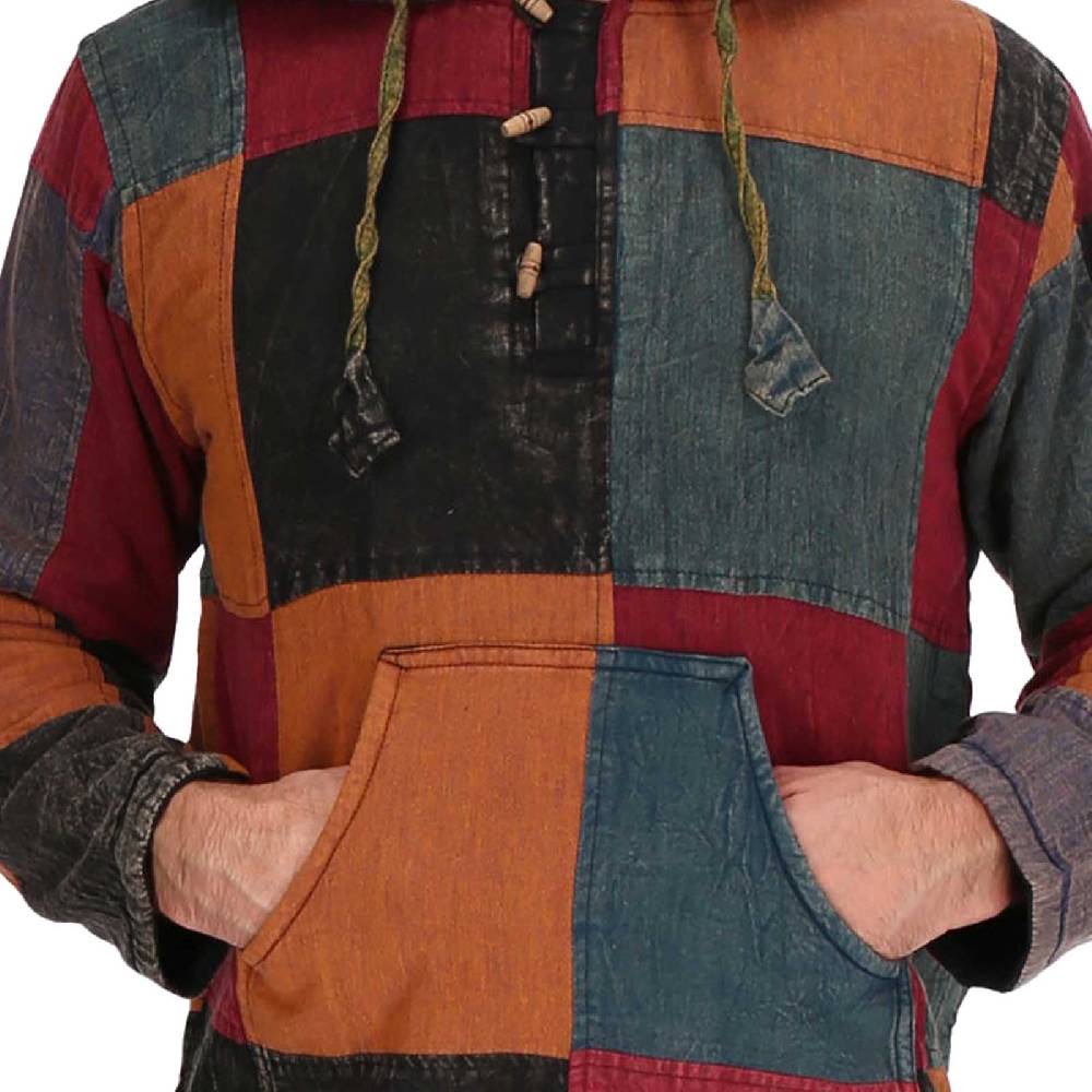 Kunst Und Magie KUNST UND MAGIE Herren bunt alternativ Baja Hoodie Fischerhemd Kapuze Patchwork gefüttert JETZT KAUFEN
