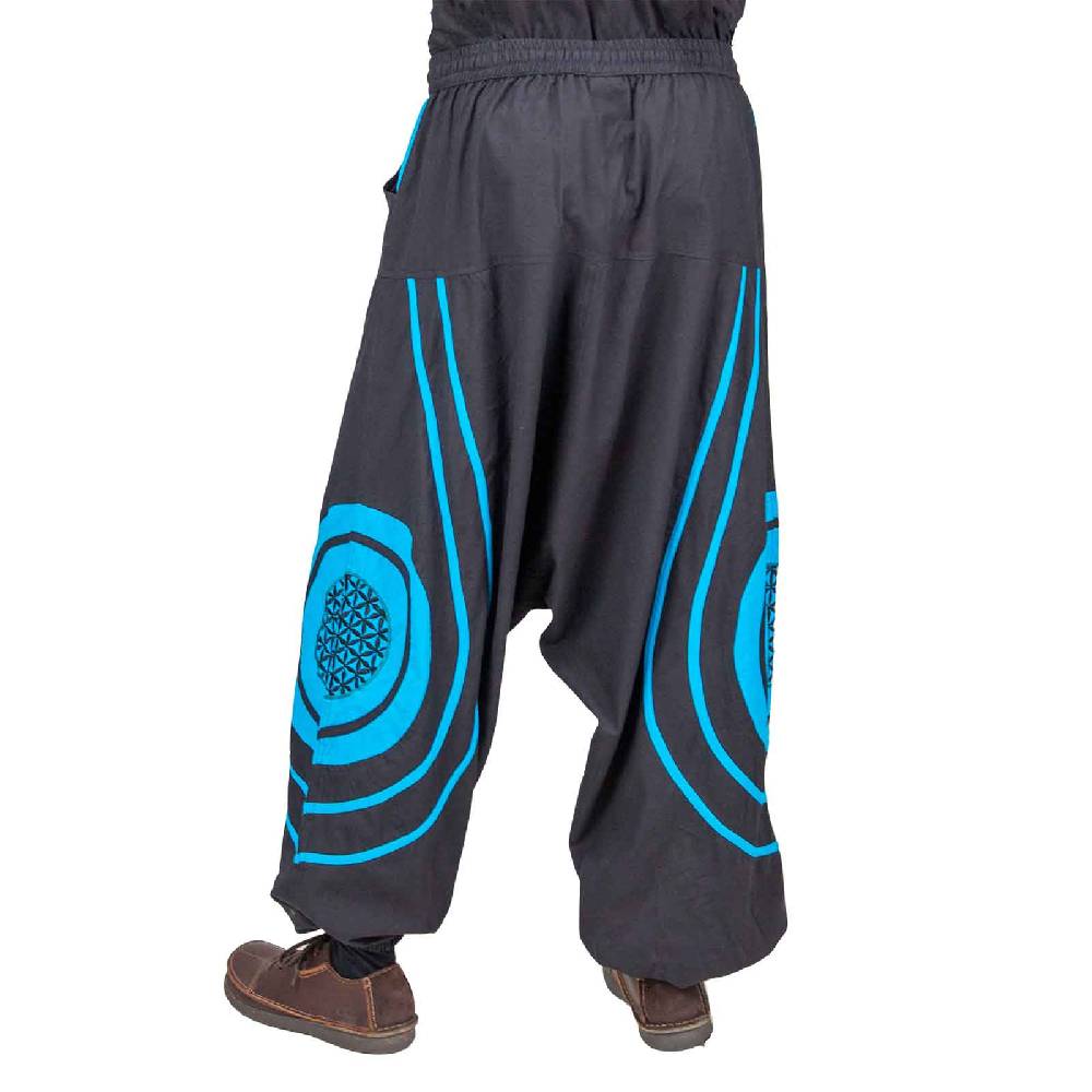 Kunst Und Magie Unisex Psy Baggy Pants Hippie Hose Goa Baumwoll Haremshose Lebensblume Flower of Life Bis zu 50% Rabatt