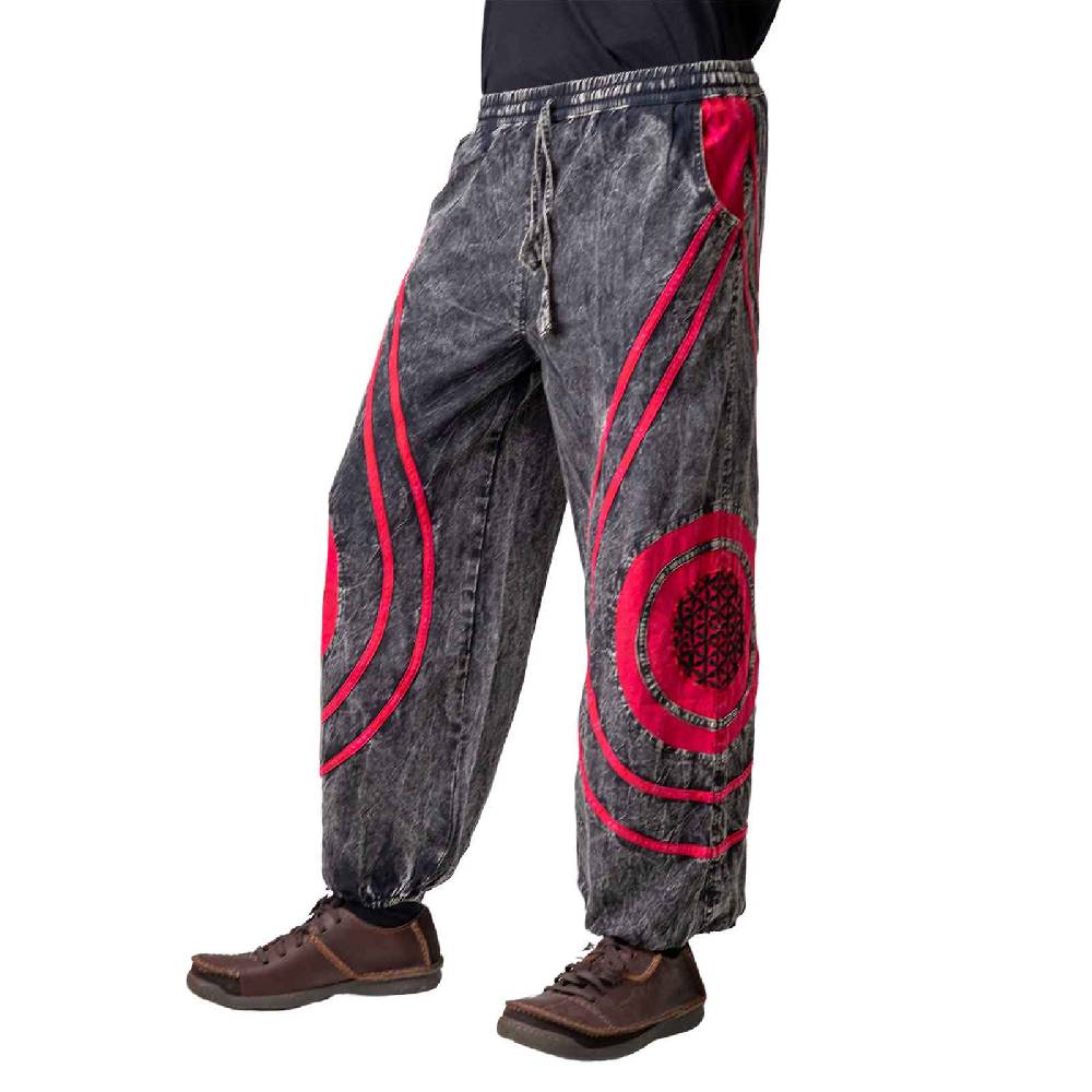 Kunst Und Magie Hose Blume des Lebens Goa Cargo Hose Hippiehose Pluderhose Haremshose Flower of Life Baggy Unisex Discount Store für neue Produkte
