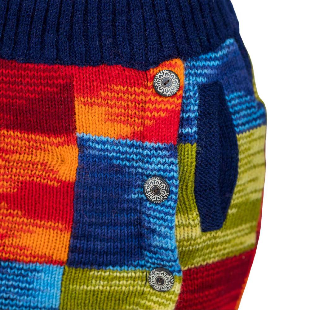 Kunst Und Magie Bunter Patchwork Strickrock kurzer gefütterter Rock Wolle Boho Black Friday Preise