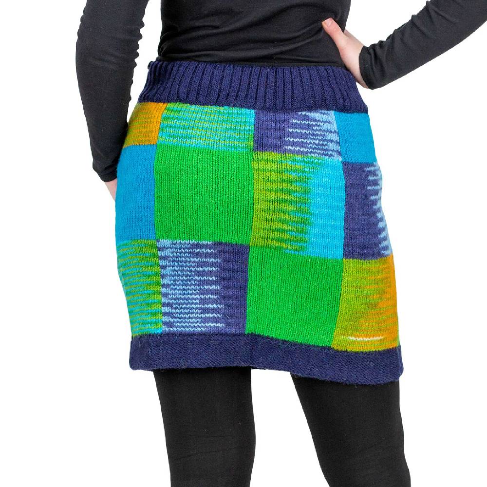 Kunst Und Magie Bunter Patchwork Strickrock kurzer Rock mit klassischem Muster Wolle gefüttert Boho Im Verkauf