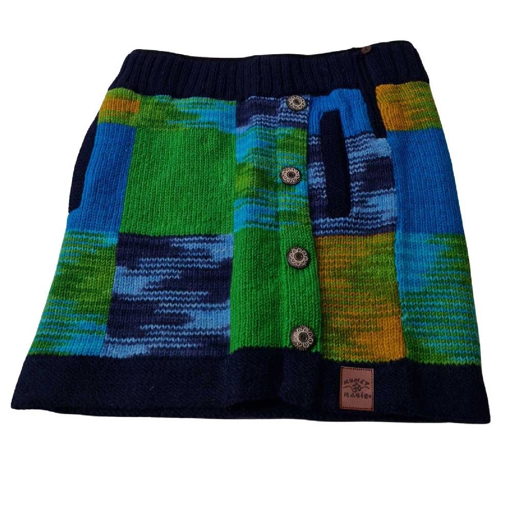 Kunst Und Magie Bunter Patchwork Strickrock kurzer Rock mit klassischem Muster Wolle gefüttert Boho Im Verkauf