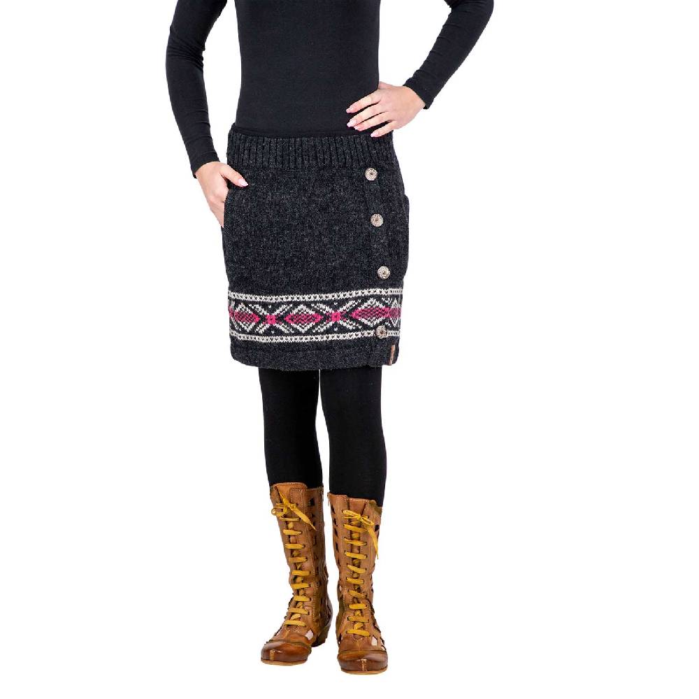 Kunst Und Magie Bunter Strickrock aus Wolle kurzer Rock mit klassischem Muster gefüttert im Angebot