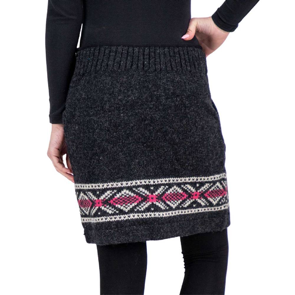 Kunst Und Magie Bunter Strickrock aus Wolle kurzer Rock mit klassischem Muster gefüttert im Angebot
