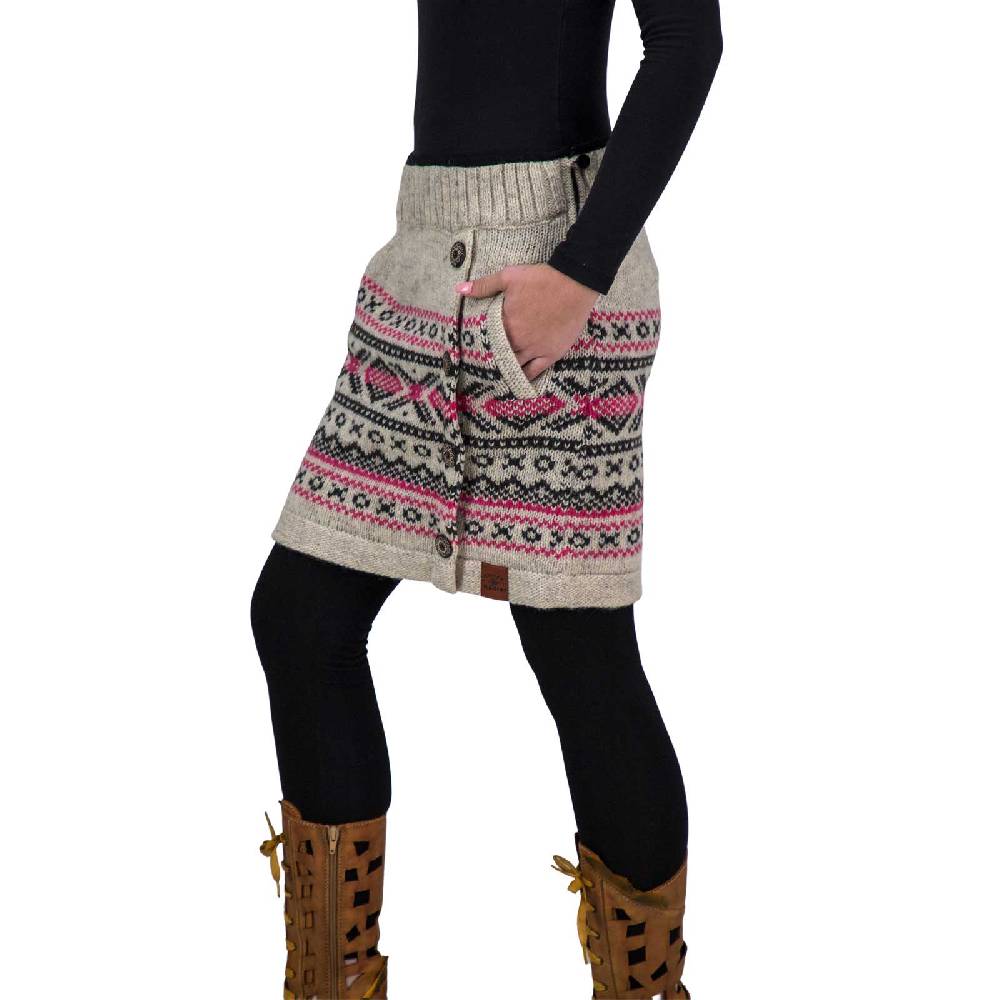 Kunst Und Magie Bunter Strickrock kurzer Rock mit nordischen Mustern Wolle gefüttert Boho Günstiger Verkauf