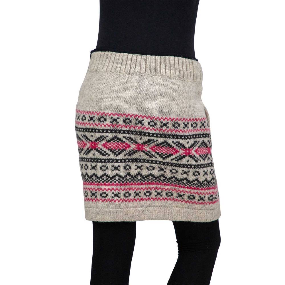 Kunst Und Magie Bunter Strickrock kurzer Rock mit nordischen Mustern Wolle gefüttert Boho Günstiger Verkauf