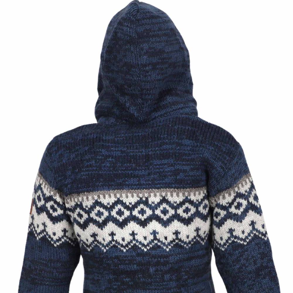 Kunst Und Magie Herren Strickjacke Schurwolle Klassich Nordisches Muster Wolle Jacke mit Kapuze Blitzverkäufe