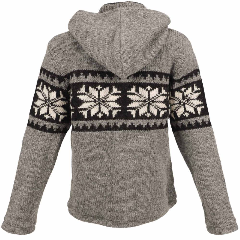 Kunst Und Magie Herren Strickjacke Schurwolle Klassich Nordisches Muster Wolle Jacke mit abnehmbarer Kapuze Kostenloser Versand
